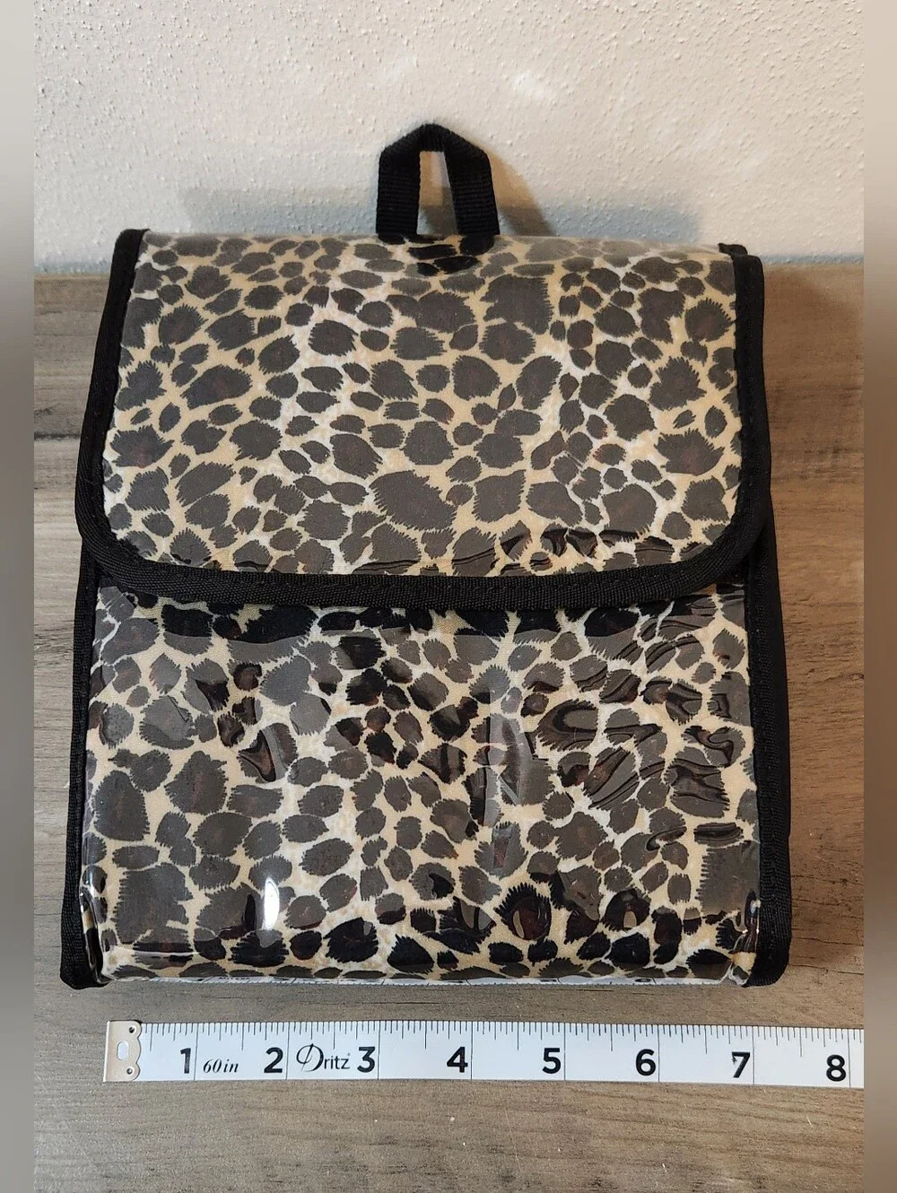 Travelon Leopard Print Travel Pouch Bag - Black & Cream NWOT